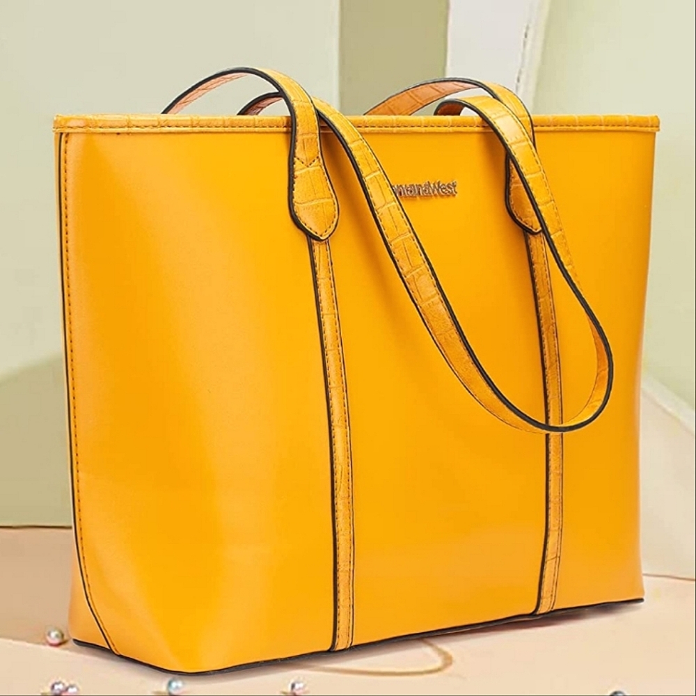 Beautiful 🌻 Golden Yellow Montana West Shoulder Bag with Croc Accents